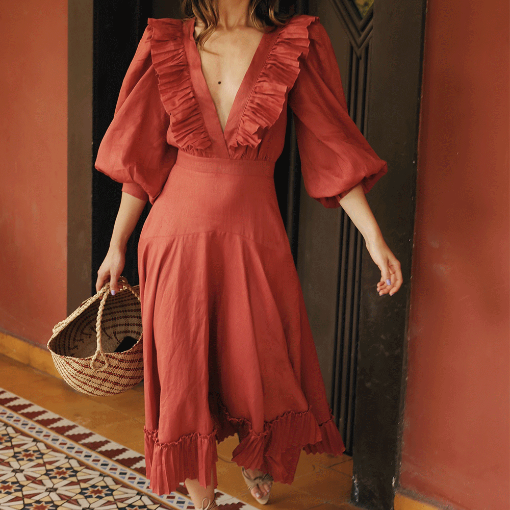 Tuscan dress Terracotta